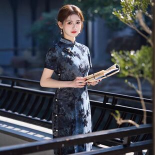 2025修身 苏堇新款 中长款 气质现货新中式 旗袍 旗袍少女优雅春夏短袖