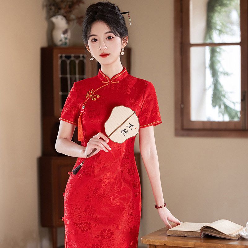 名丽短袖女改良旗袍礼服2025高考