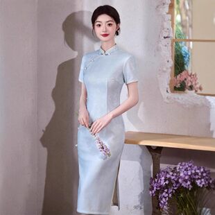 提花旗袍现货新款 苏堇旗袍中长款 修身 款 旗袍春夏2025年 侧扣新中式