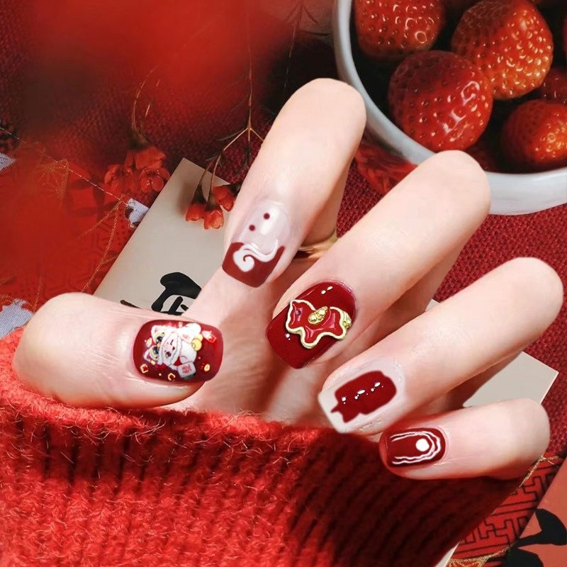 纯手工儿童美甲穿戴甲高级感短款醒狮云马猫眼假指甲贴2026年新款,彩妆/香水/美妆工具,美甲工具,淘宝优惠券,粉丝福利购,淘宝优惠卷