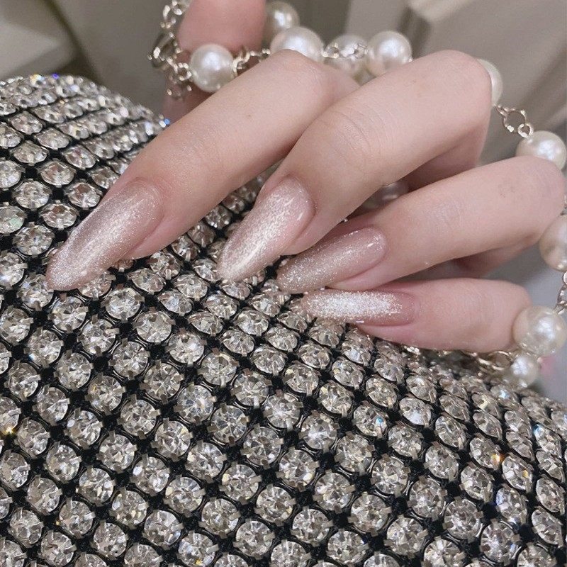 2026年新款儿童美甲穿戴甲感中长款晶石猫眼尖头24片假指甲贴,彩妆/香水/美妆工具,美甲工具,淘宝优惠券,粉丝福利购,淘宝优惠卷