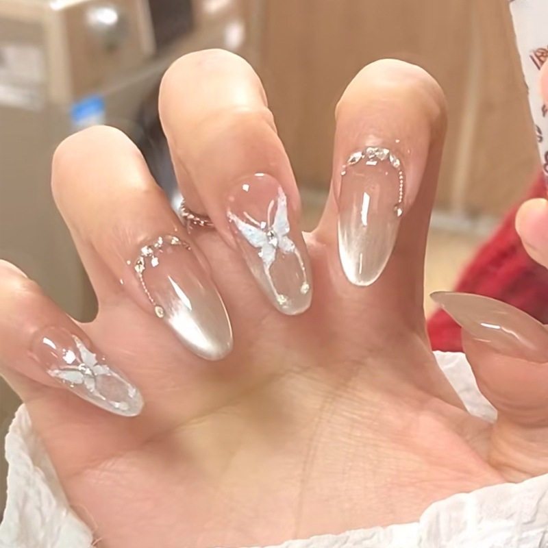 手工儿童美甲穿戴甲高级感中长款猫眼蝶王假指甲贴片2026马年新款,彩妆/香水/美妆工具,美甲工具,淘宝优惠券,粉丝福利购,淘宝优惠卷