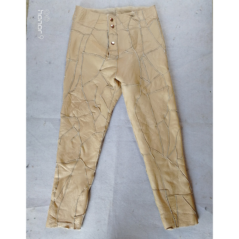 WINTER MENS CASHMERE FUR INTEGRATED LEATHER HIGH-WAISTED LEATHER PANTS LINER SLIM FIT WINDPROOF AND MOISTURE-PROOF LEGGINGS