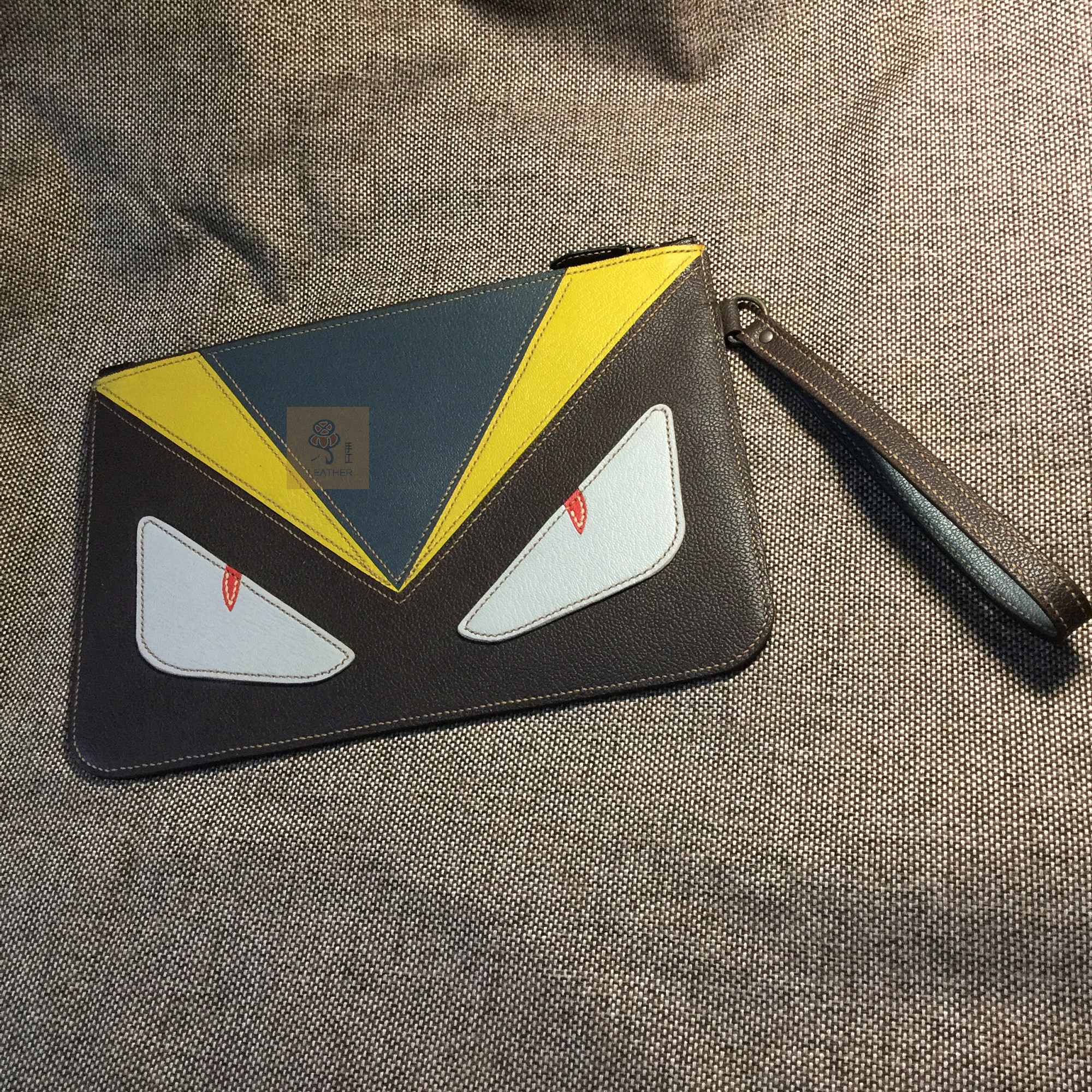 私人订制 法国进口Alran羊皮 怪兽 男士手拿包