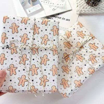 可爱姜饼人雪梨纸礼品飞机盒内衬纸圣诞节礼物文创烘焙衣服包装纸