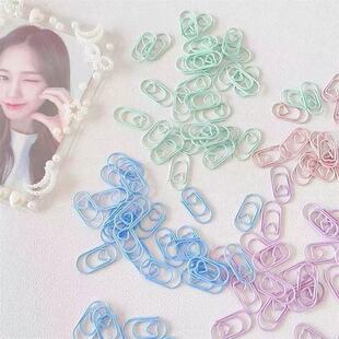 马卡龙可爱爱心形曲别针金属回型针出卡打包材料折页卡头装饰固定