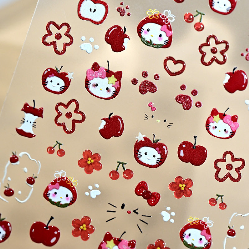 ins红苹果KT猫浮雕贴纸青苹果可爱猫咪卡通咕卡diy中性笔美甲装饰,彩妆/香水/美妆工具,美甲工具,淘宝优惠券,粉丝福利购,淘宝优惠卷