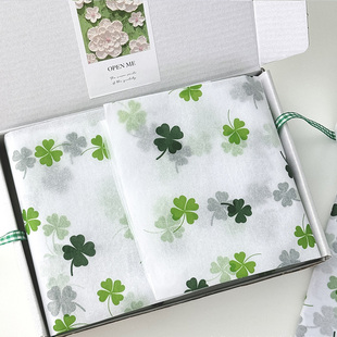 ins四叶草雪梨纸礼物diy鲜花礼品出卡打包材料飞机盒内衬包装 饰纸