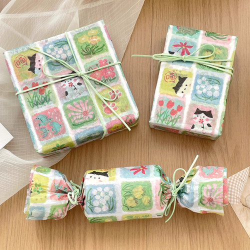 高颜值可爱小猫雪梨纸包装纸DIY手工烘焙文创包装纸节日惊喜礼物