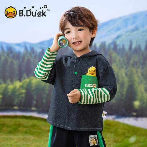 B.Duck小黄鸭童装男童牛仔外套2025新款假两件上衣潮  BF1607063