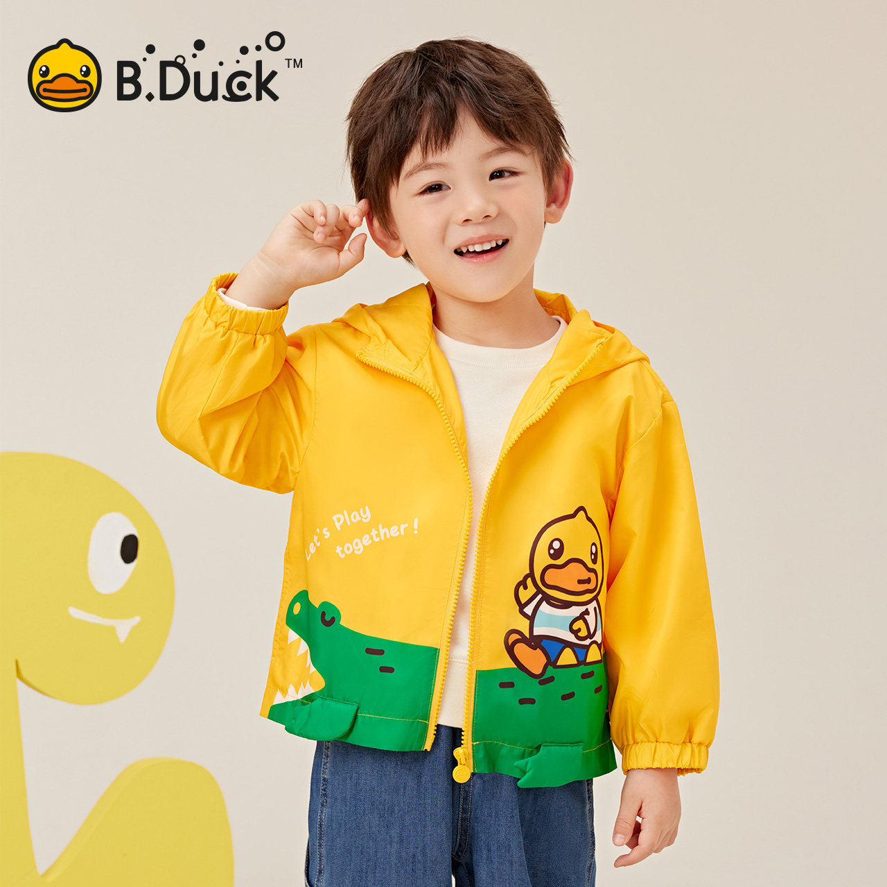 B.Duck小黄鸭儿童休闲连帽外套秋季新款男童卡通上衣 BF3511003