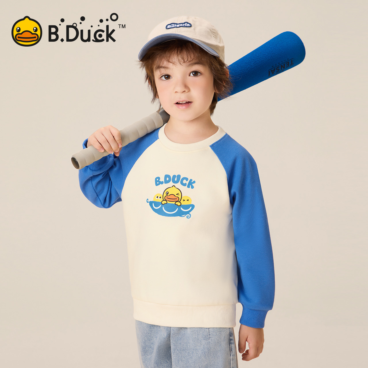 B.Duck小黄鸭儿童时尚圆领卫衣秋季新款男女童套头上衣 BF3508913