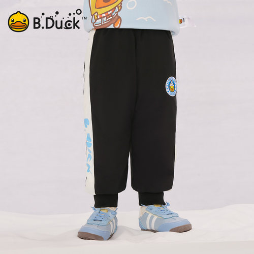 B.Duck小黄鸭儿童条纹运动裤冬季新款男童束脚休闲裤 BF5576071