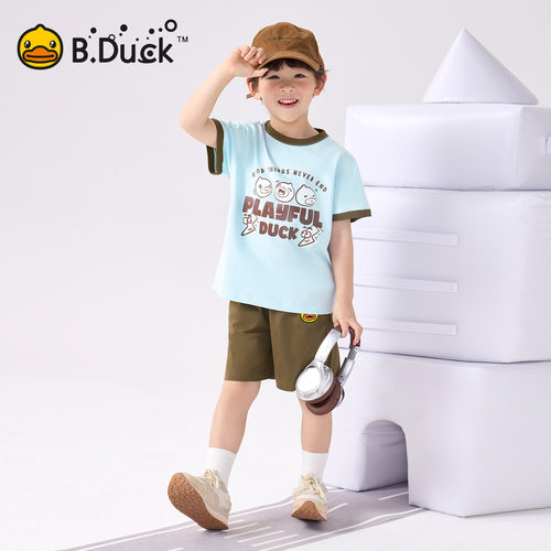 【5A抗菌】bduck小黄鸭童装男童套装短袖T恤两件套纯棉儿童夏装薄