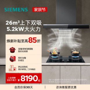 欧式 西门子顶吸环吸抽油烟机燃气灶套装 大火力自清洁家用9C0