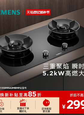 西门子嵌入式燃气灶具5.2厨房家用双灶玻璃天然气95A3M