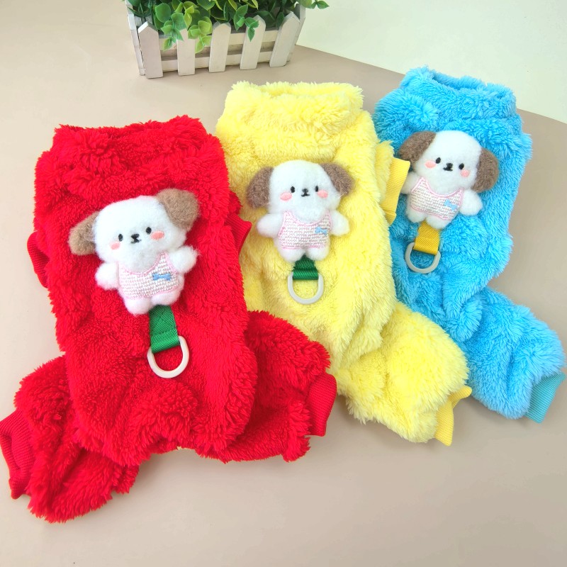 玩偶泰迪狗狗衣服冬季保暖双面绒比熊博美贵宾宠物四脚绒衣秋冬装