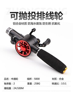 可抛投中通轮自排线速比轮改装内走线中通竿可抛线中通渔轮金属轮