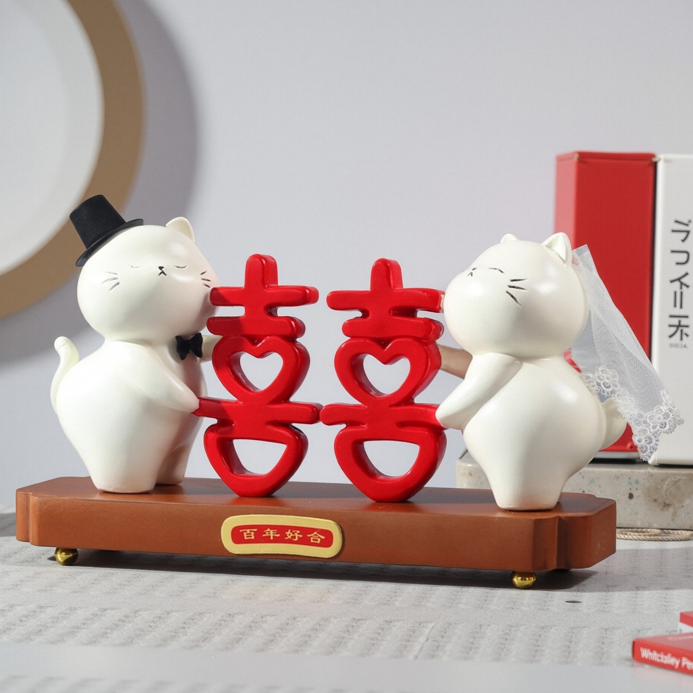 喜庆招财猫婚纱款婚庆摆件新婚礼物送新人新娘闺蜜情人节结婚礼物