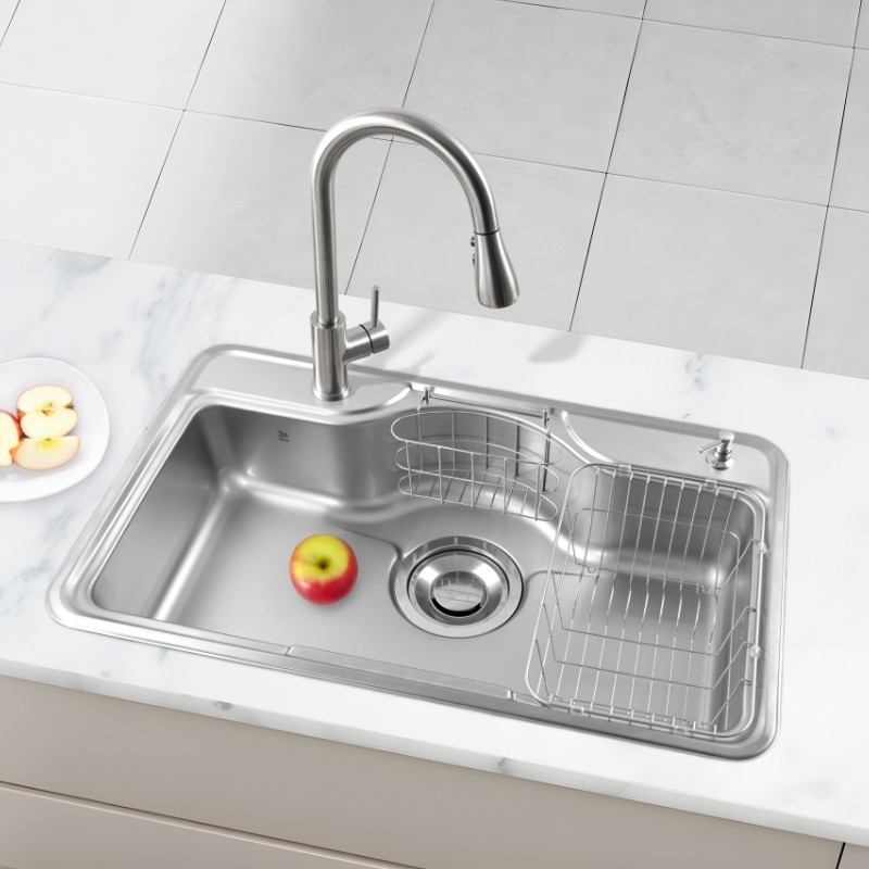 白鸟百洲系进口304不锈钢水槽大单槽套餐厨房洗菜盆洗碗盆WSDS850