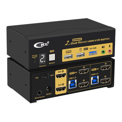 CKL KVM切换器多通道 HDMI2.1/8K60hz视频切屏器多屏电脑显示键鼠共享器音频麦克风USB3.0 922HUA-5系列