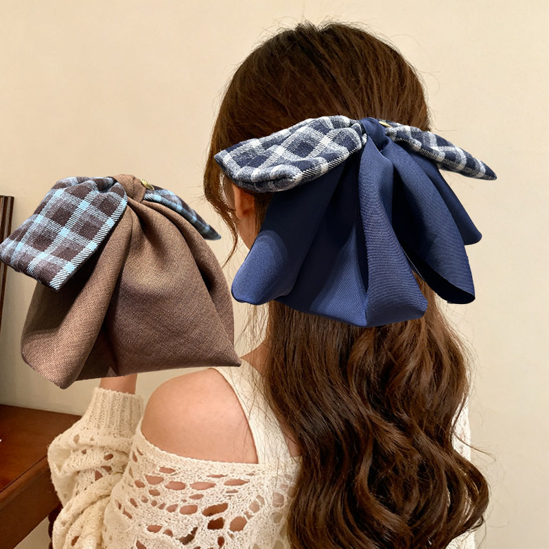 韩版格子蝴蝶结抓夹感复古后脑勺半扎发马尾夹气质显发量发夹,饰品/流行首饰/时尚饰品新,民族风发饰,淘宝优惠券,粉丝福利购,淘宝优惠卷