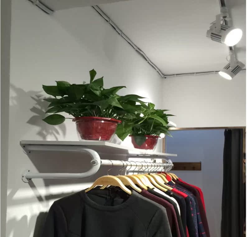 11-16新券服装店货架上墙衣架展示架侧挂上墙衣服架子家用墙上壁挂衣架包邮