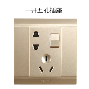TCL罗格朗开关插座美仑山 一开五孔二三插带开关86墙壁电源漫金色