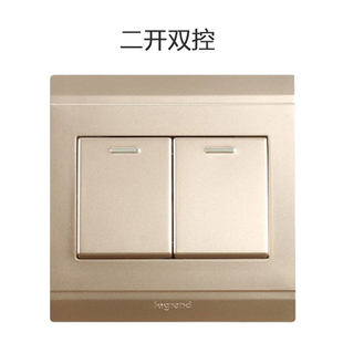 TCL罗格朗开关插座美仑山 二开双控双开双控两联开关漫金色86暗装