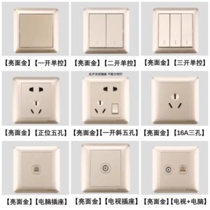 施耐德开关插座畅意+雅致金亮面10A五孔二三插一开双控二开电视