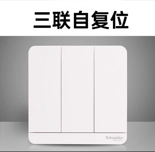 施耐德绎尚镜瓷白双联自复位开关E8333PRL1-WE-C1两联自复位二开