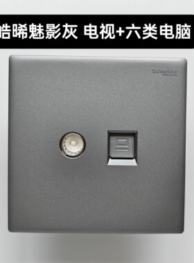 施耐德开关插座皓晞魅影灰电视六类电脑TV网线网络面板