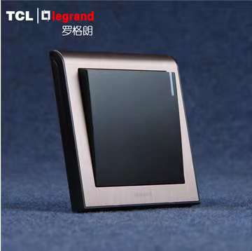 TCL罗格朗开关插座面板K5系列玫瑰金边框+黑芯  一开单控单开单控
