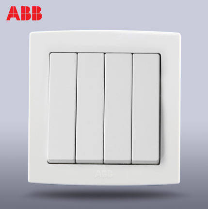 ABB开关插座德韵直边四开单控四联开关面板四位单控开关86