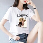 上衣圆领常规款 新款 百搭体恤韩版 宽松半袖 学生潮 女士纯棉t恤短袖