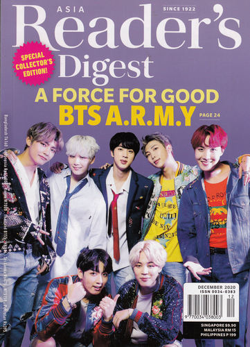 区域包邮 READER'S DIGEST ASIA 读者文摘 亚洲版 2020年12月 防弹少年团 杂志英文原版