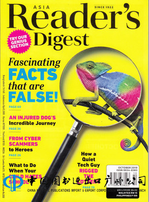 区域包邮 READER'S DIGEST ASIA 读者文摘 亚洲版 2019年10月 杂志英文原版
