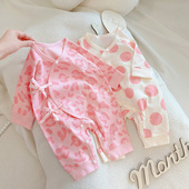 婴儿春秋长袖 蝴蝶衣女宝宝新生儿纯棉哈衣连体衣男宝无骨外穿睡衣