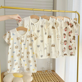 18月夏装 婴儿衣服纯棉开衫 短袖 男童0 哈衣女宝宝夏季 连体爬服睡衣