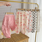 男童薄款 灯笼裤 长裤 子儿童睡裤 5岁外穿 女童纯棉防蚊裤 婴儿夏季