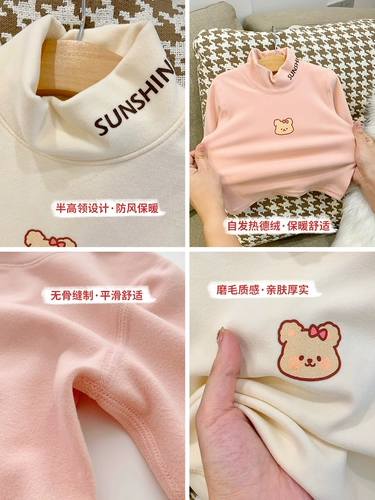 Детское бархатное флисовое удерживающее тепло нижнее белье, демисезонный приятный телу пуховик, 0-5 лет