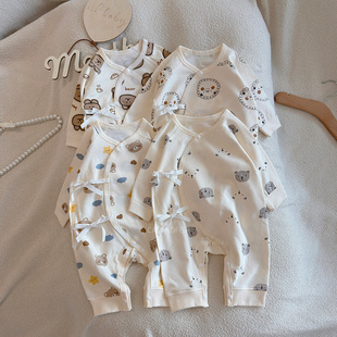 春秋男童纯棉无骨蝴蝶衣婴儿长袖 连体衣外穿 爬服睡衣新生宝宝秋季