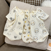 包屁衣男童女宝宝夏季 纯棉短袖 森系爬服连体衣睡衣 18月夏装 婴儿0