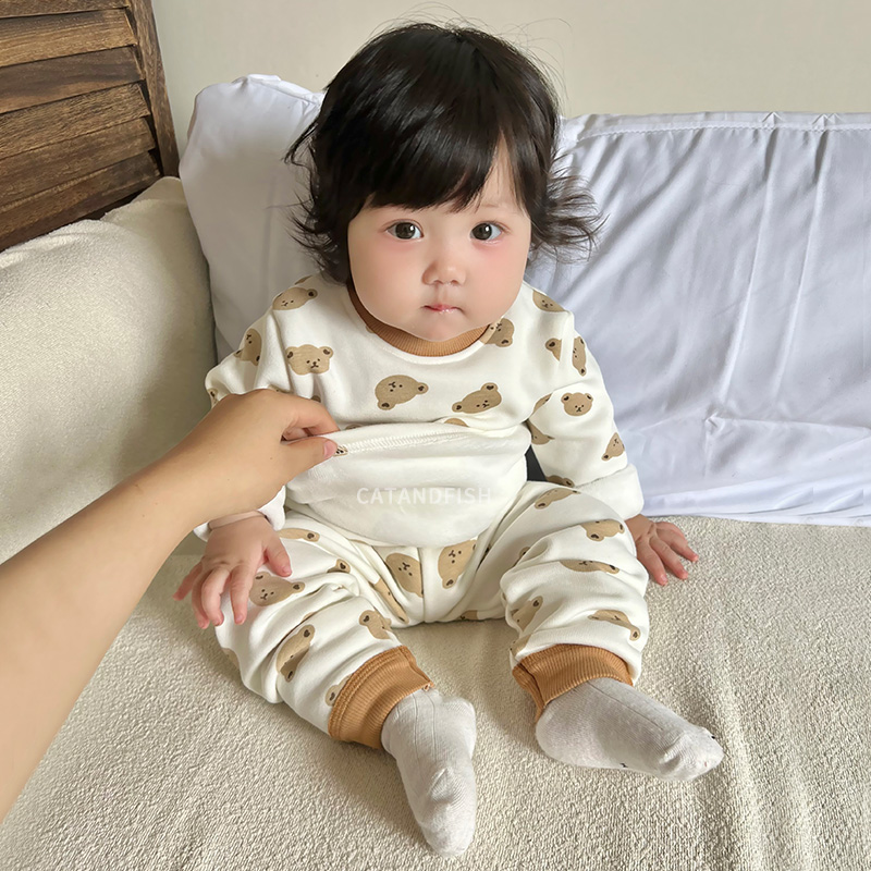 儿童加绒保暖秋衣套装小男童新生婴儿秋冬女宝宝外穿打底内衣秋裤