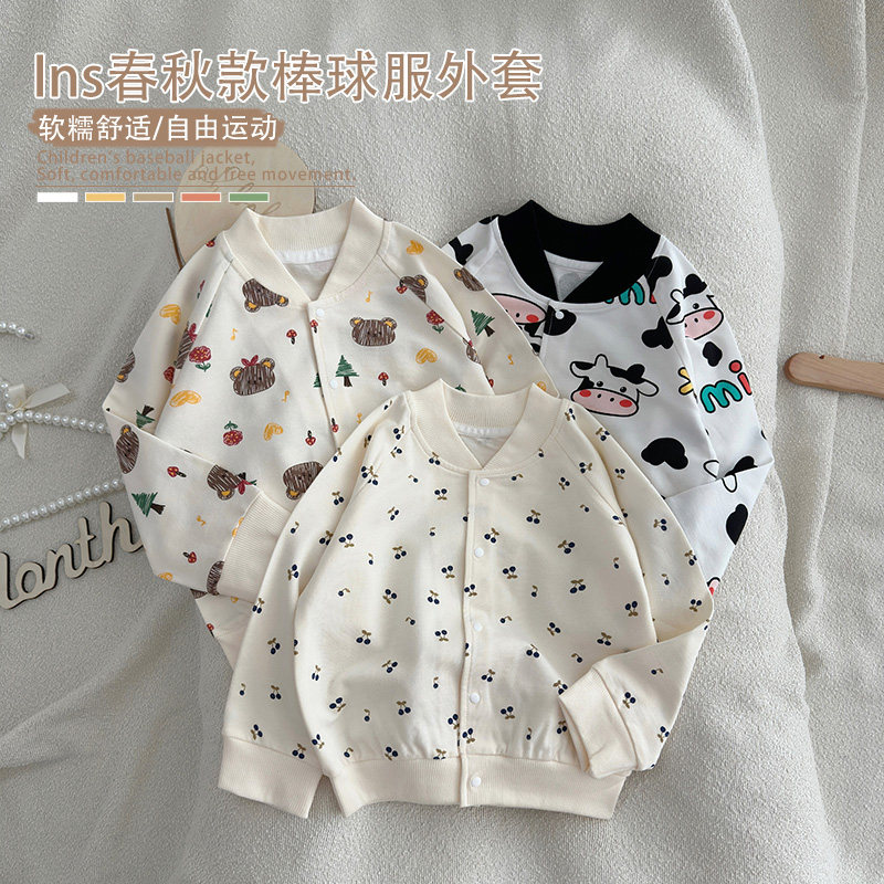 男童纯棉棒球服外套上衣春秋外穿图片