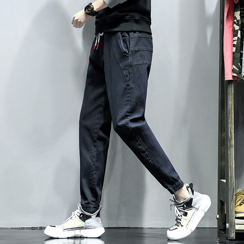 男士宽松束脚哈伦裤水洗休闲裤男B416-K208-P55灰色P58图片