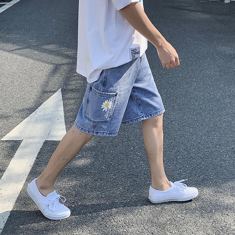2023夏季宽松港风小邹菊牛仔短裤货号DK98P40工装,男装牛仔裤,电商A063