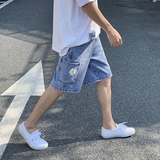 2023夏季宽松港风小邹菊牛仔短裤货号DK98P40工装，男装牛仔裤，电商A063