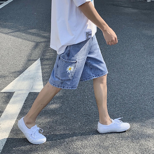 2023夏季宽松港风小邹菊牛仔短裤货号DK98P40工装图片