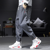秋季新款休闲裤韩版潮流条纹牛仔宽松束脚九分裤子男B416-K321，男装牛仔裤，电商A063